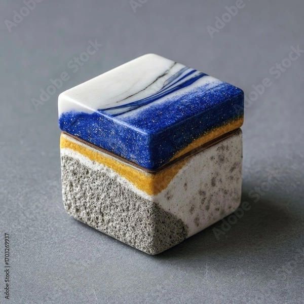 Fototapeta Decorative square box with layered, contrasting colors