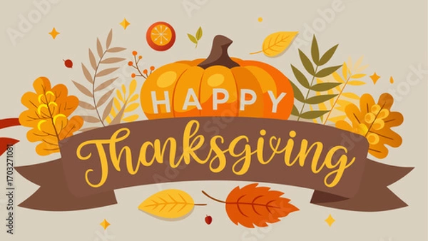 Fototapeta Happy Thanksgiving Autumn Vector Background Design for Celebration