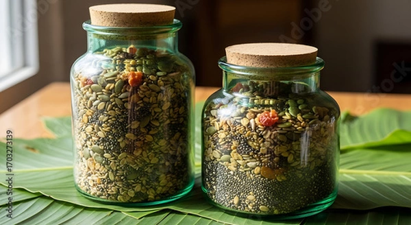 Obraz glass jar of preserved peas