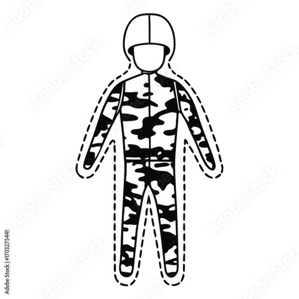Obraz Flat Vector of Soldier Silhouette with Camouflage