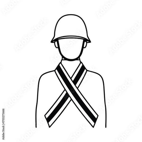 Obraz Flat Vector of Soldier Silhouette with Ribbon