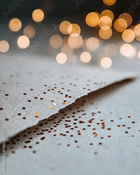 Fototapeta Close-up of a textured envelope with gold glitter