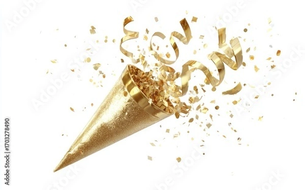 Fototapeta Gold party popper exploding