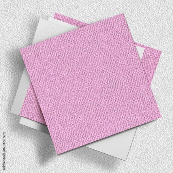 Fototapeta Pink square notepads layered, textured surface