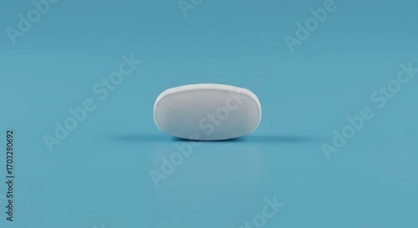Obraz White oval pill on blue background  