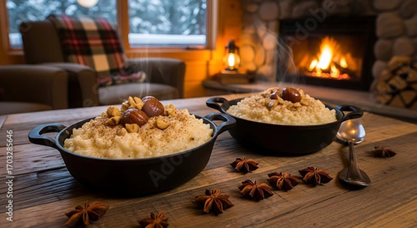 Obraz christmas cake with raisins and cinnamon