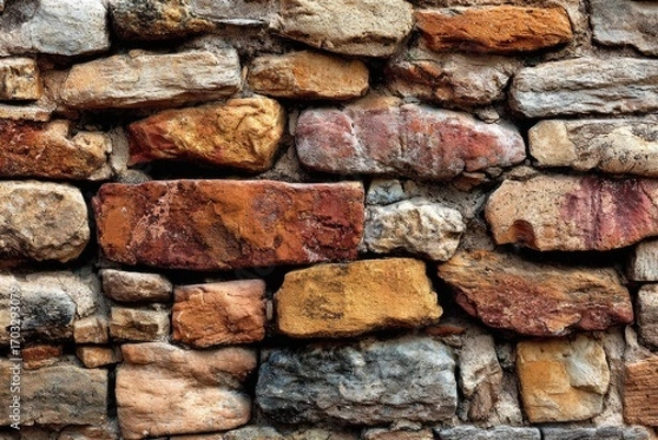 Fototapeta Close-up view of a textured stone wall