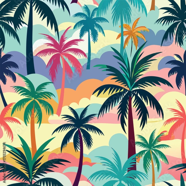 Fototapeta set of palm  trees