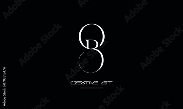 Obraz OB, BO, O, B abstract letters logo monogram