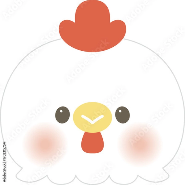 Obraz かわいい干支の動物イラスト_鳥_酉