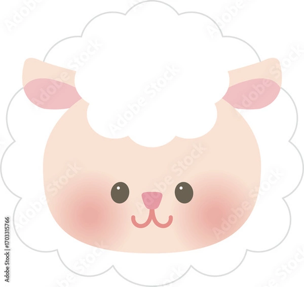 Obraz かわいい干支の動物イラスト_羊_未