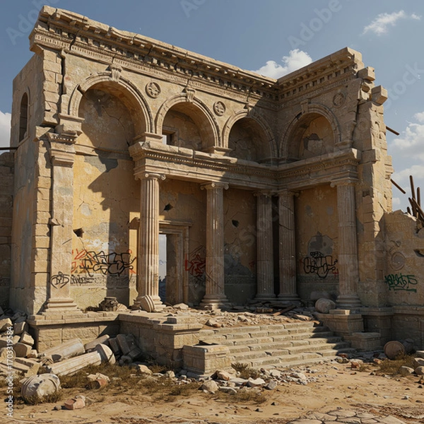 Fototapeta Ancient ruins with columns and weathered stone structure
