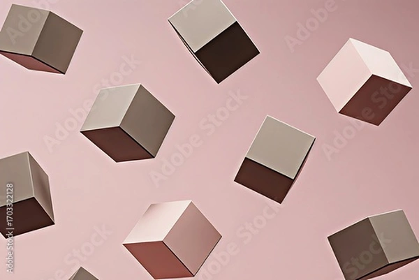 Fototapeta Abstract Pink Cubes Background - Minimalism