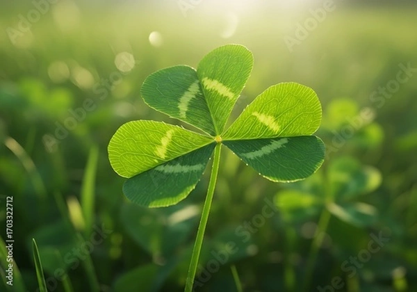 Obraz 朝の四葉のクローバー