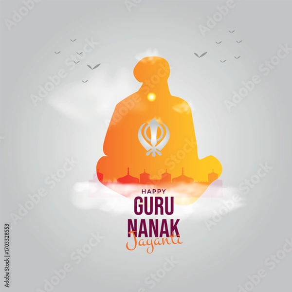 Fototapeta Guru Nanak Jayanti banner. Vector illustration