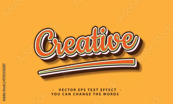Fototapeta Creative Retro Text Style with 3D Effect on Orange Background