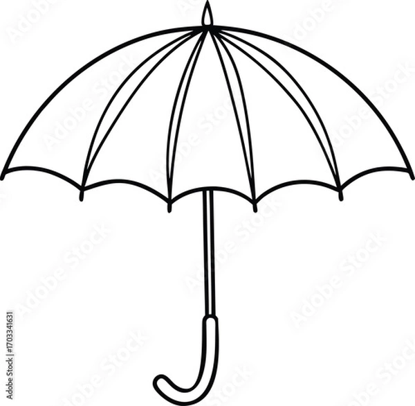 Fototapeta A simple black umbrella provides protection from the weather, a single open accessory against the rainy season
