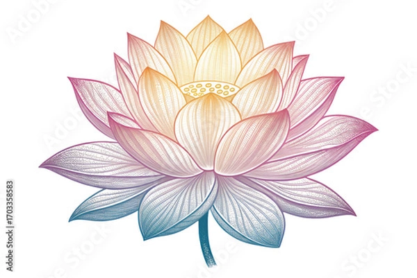 Fototapeta Lotus Bloom: A beautifully rendered illustration of a Lotus flower in full bloom, showcasing delicate layers and gradient colors