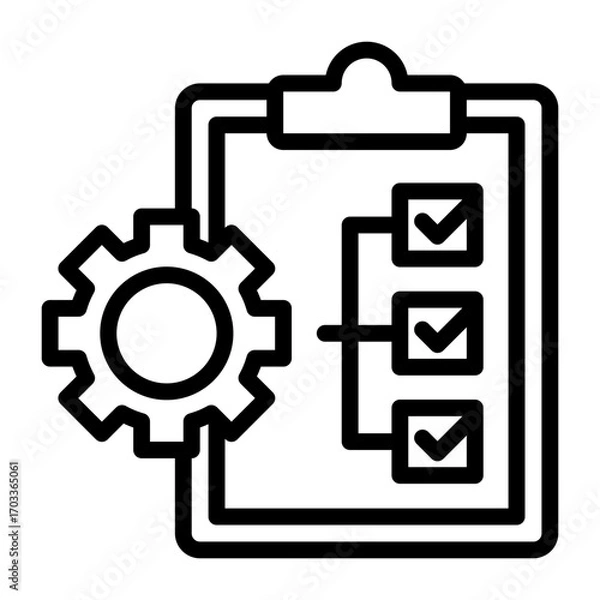 Fototapeta Project Plan Checklist Gear Icon