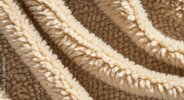 Fototapeta Soft Beige Sherpa Fabric Texture Close Up Fleece Material