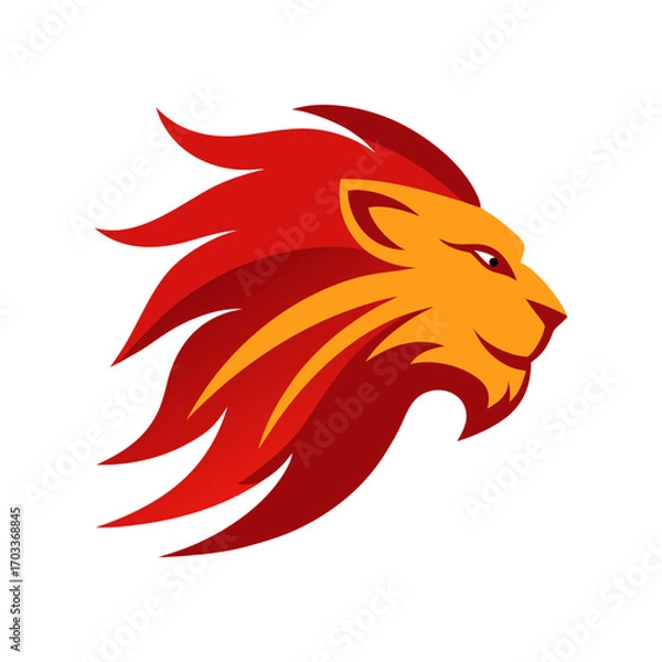 Obraz Athletic Lion Head Stylized Mane Vector Art