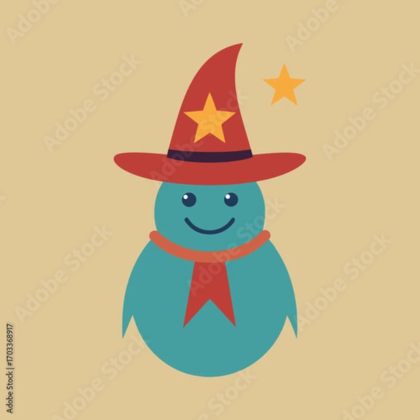 Obraz Vintage Smiling Wizard Mascot Simple Vector Illustration