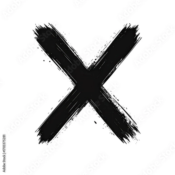 Obraz A bold, stylized black capital X.  Brushstrokes create texture