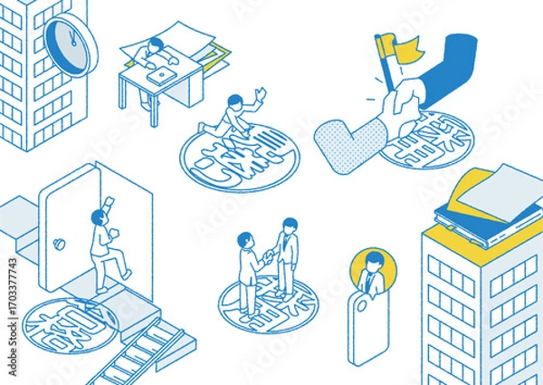 Fototapeta 転職に関するイラストセット　はんこver