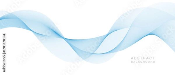 Fototapeta Minimal abstract background with smooth flowing gradient wave in soft blue tones on white backdrop. Perfect for clean design, templates, and business use.