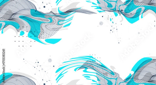 Fototapeta The abstract wave is made in a frame style. Template for science and technology presentation. Vector art.
