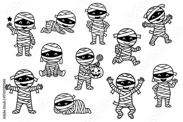 Fototapeta Halloween mummies set