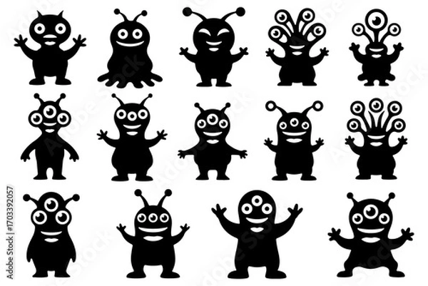 Obraz Silhouettes cartoon aliens
