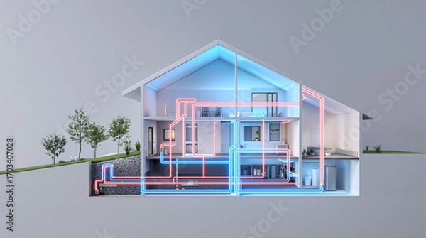 Obraz Smart Home Climate Control System Cross-Section