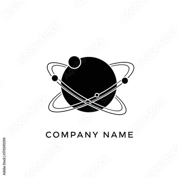 Fototapeta Monochrome icon representing physics technology and orbital mechanics.