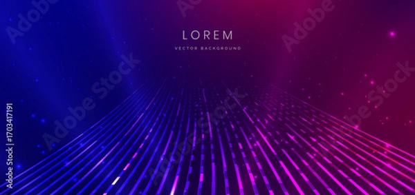 Fototapeta Modern blue and pink glowing curved lines with copy space for text.