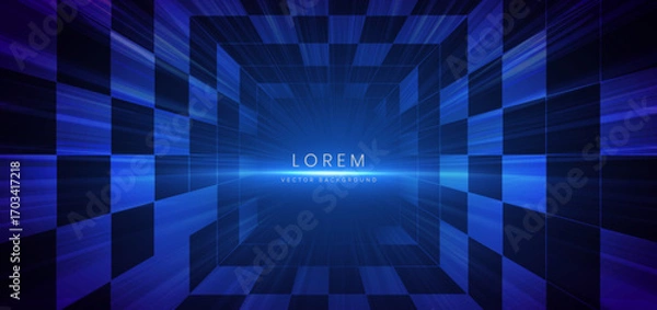 Fototapeta Speed movement lines with square table on dark background. Hispeed car decor concept.