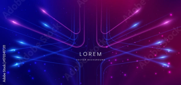 Fototapeta Modern blue and pink rays with copy space for text. Futuristic speed moving movement concept.