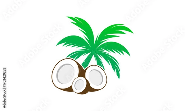 Obraz Coconut fruit illustration logo design
