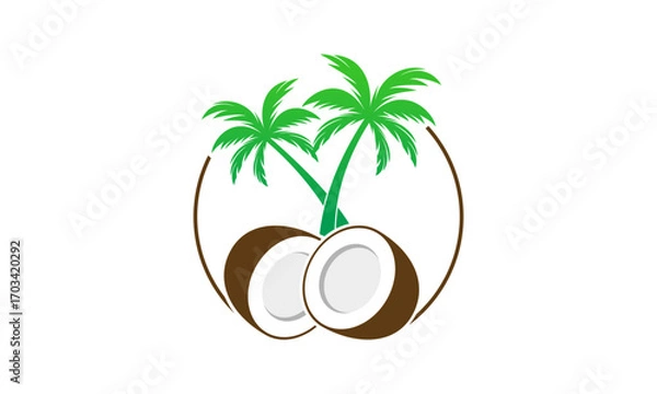 Obraz Coconut tree and fruit logo design