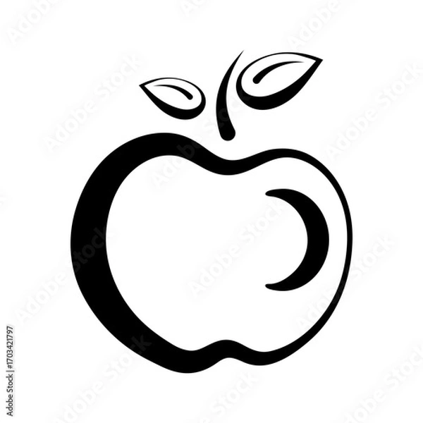 Fototapeta Decorative apple. Vector icon. Logo.
