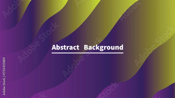 Fototapeta Vibrant abstract background with wavy shapes in yellow and purple gradient colors for creative projects
