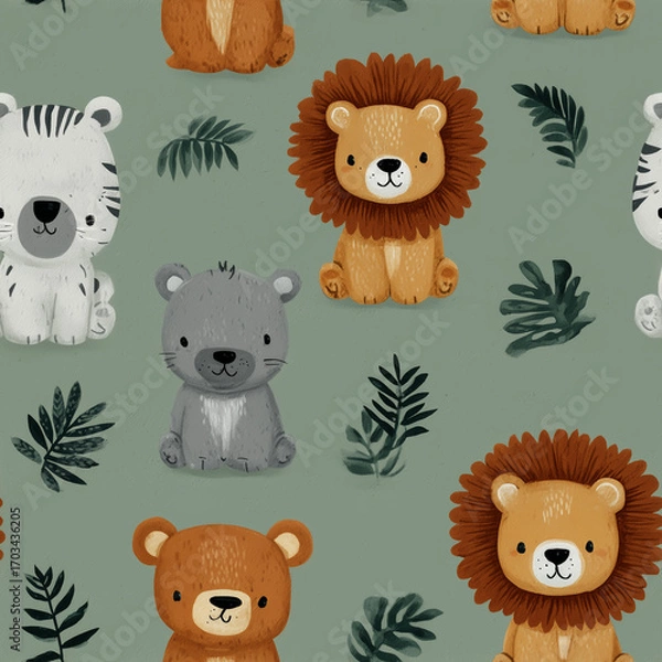 Fototapeta seamless pattern with animals