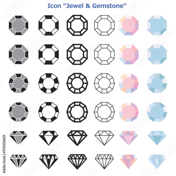Obraz シンプルな宝石のイラスト　アイコンのシリーズ