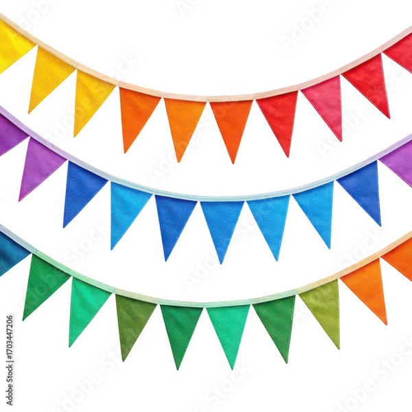 Obraz Vibrant rainbow fabric bunting flags festive decoration for celebrations and parties