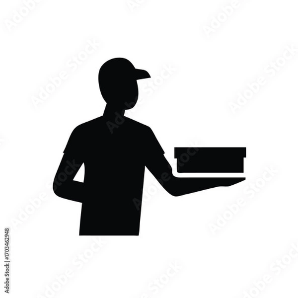 Obraz Delivery Person Holding a Box Silhouette
