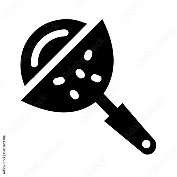 Obraz Black silhouette icon of a pizza on a peel