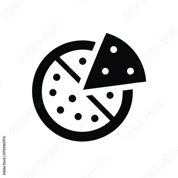 Obraz Pizza Silhouette Icon with a Missing Slice