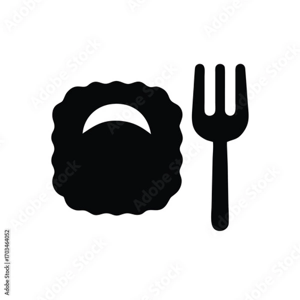 Obraz Ravioli and Fork Silhouette Design