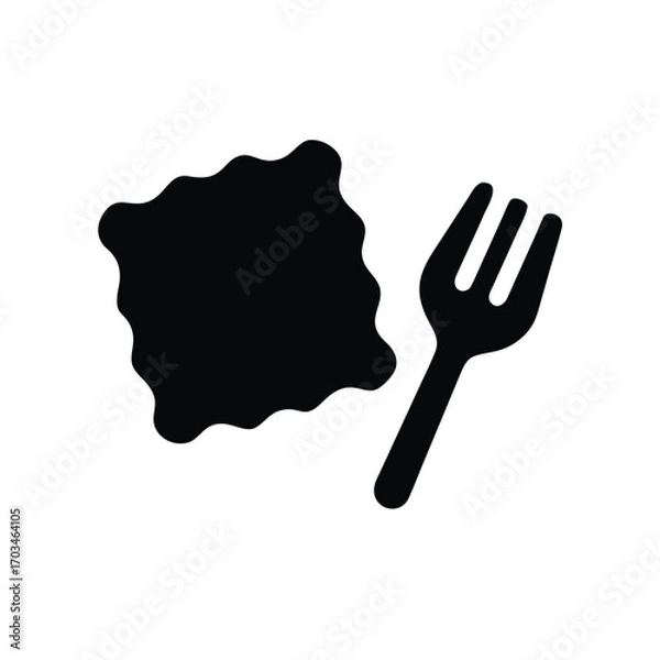 Obraz Black silhouette icon of a fork and food