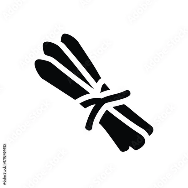 Obraz Bundle of tied cinnamon sticks silhouette icon